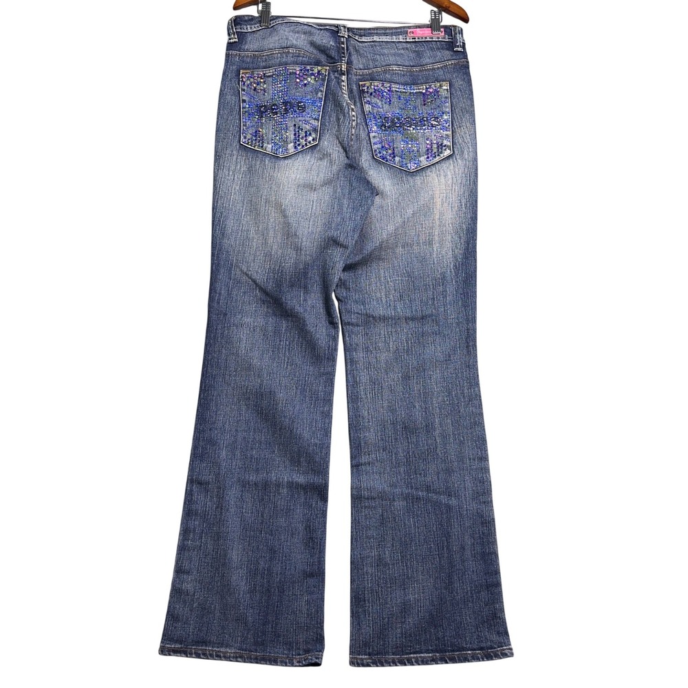 Pepe Jeans Low Rise Womens Size 16 Rhinestone Embellished Bootcut Flare‎ McBling